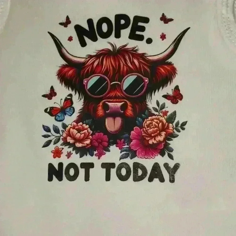 NWOT - Handmade White New Born Bodysuit - Nope Not Today